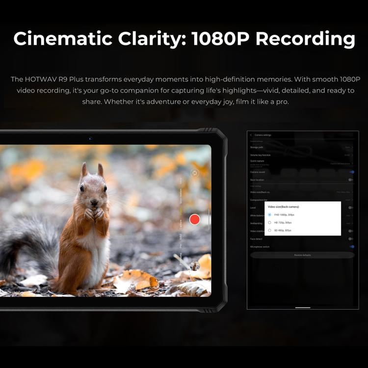 HOTWAV Tab R9 Plus IP68/IP69K Rugged Tablet, 8GB+512GB, 11 inch Android 14 Unisoc T7280 Octa Core 4G Network, Global Version with Google Play, EU Plug