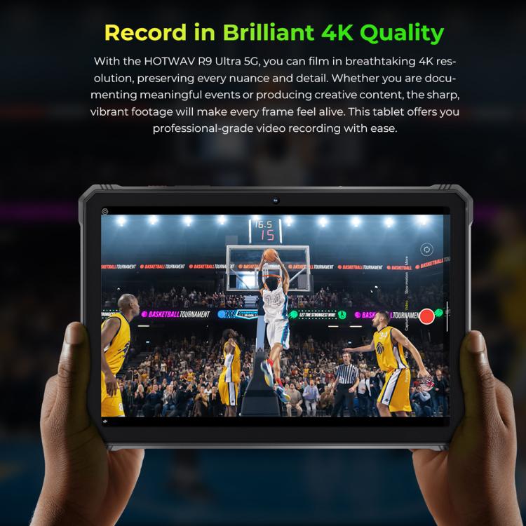 HOTWAV Tab R9 Ultra IP68/IP69K Rugged Tablet, 8GB+512GB, 11 inch Android 15 Unisoc T8200 Octa Core 5G Network, Global Version with Google Play, EU Plug