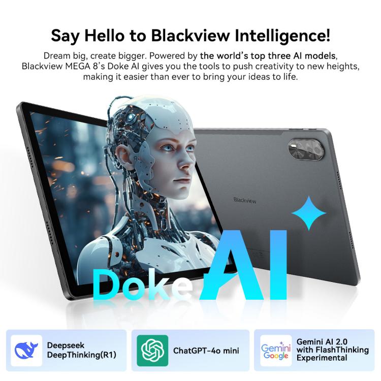 Blackview MEGA 8 Tablet PC, 12GB+512GB, 13 inch Android 15 Unisoc Tiger T620 Octa Core, Network: 4G, Global Version with Google Play, 12GB+512GB