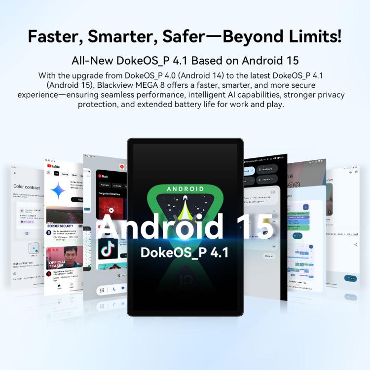 Blackview MEGA 8 Tablet PC, 12GB+512GB, 13 inch Android 15 Unisoc Tiger T620 Octa Core, Network: 4G, Global Version with Google Play, 12GB+512GB